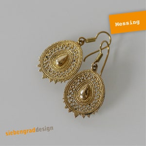 Brass - earrings - filigree decorated - oval - OVFI