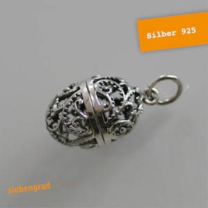 Silver necklace pendant - "Wishing Box Egg" 2