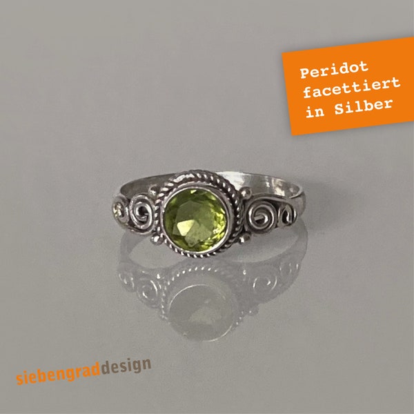 Silber-Ring - facettierter Peridot - filigran - Silber 925 - SRTAD 2 - verschiedene Größen