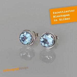 Silver ear studs with faceted blue topaz filigree decorated TA SWM 6 silver 925 image 3