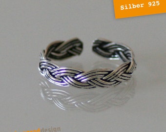 Toe ring 925 silver - 4 mm "braided"