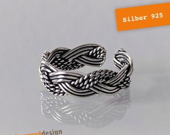 Toe ring 925 silver - 5 mm "braided"