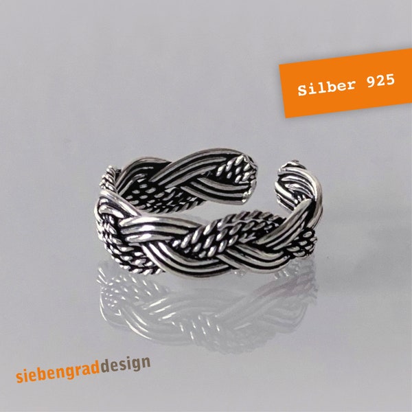 Zehenring 925er Silber - 5 mm "geflochten"