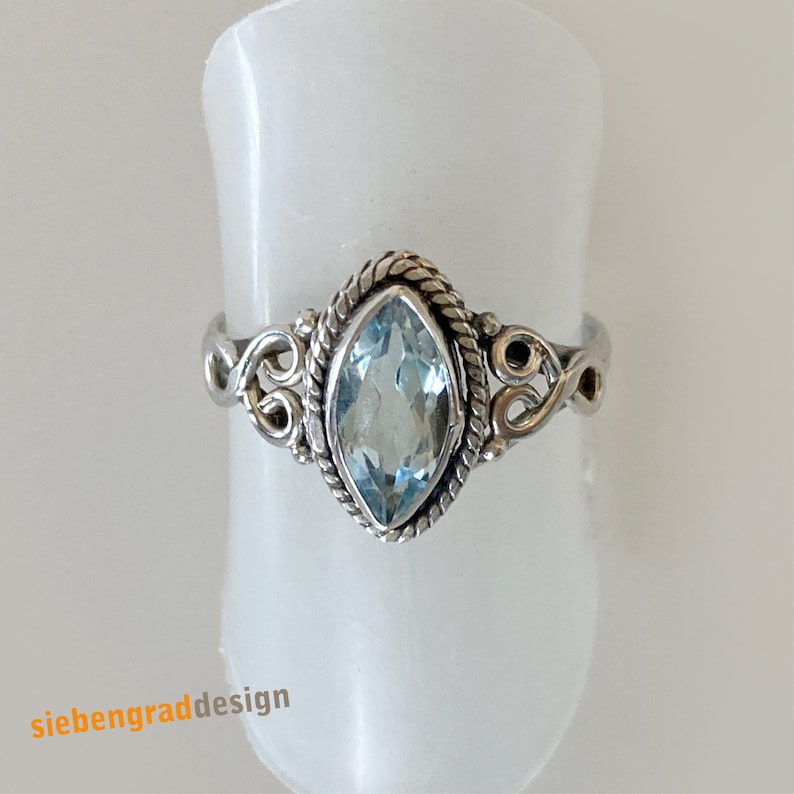 Silber-Ring facettierter Blautopas spitze Ellipse Silber 925 TAD verschiedene Größen Bild 4