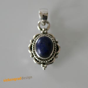 Silver pendant - lapis - oval - HA - B - decorated - 925 silver