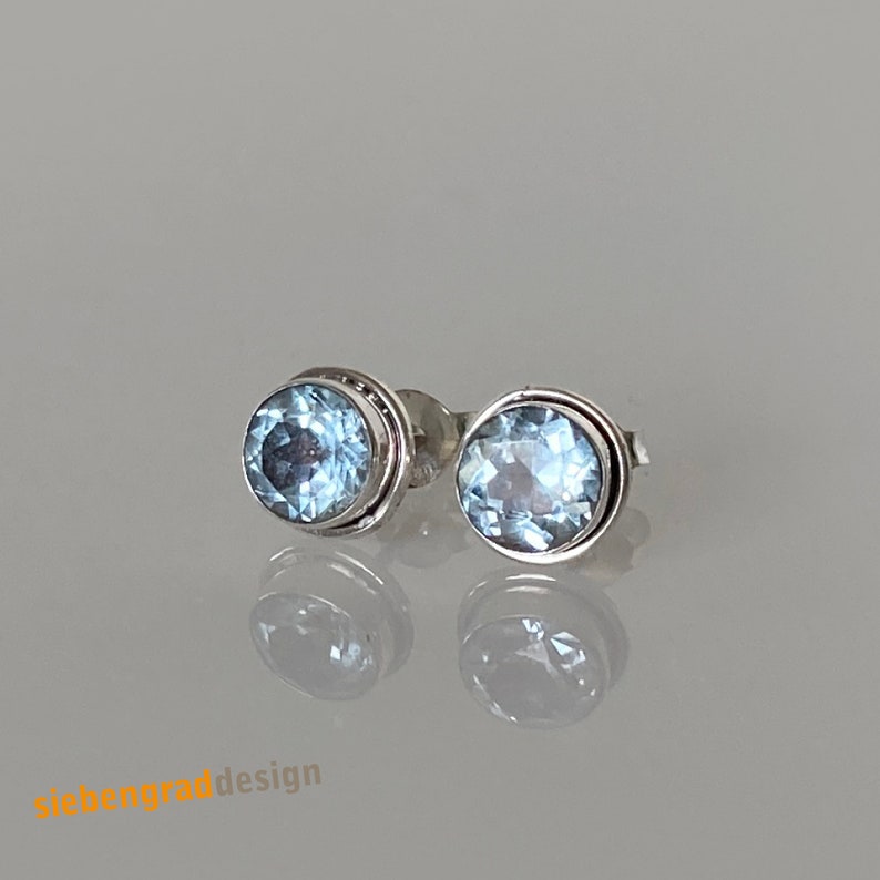 Silver ear studs with faceted blue topaz filigree decorated TA SWM 6 silver 925 image 1