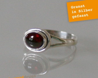 Eleganter Silber-Ring - Granat - Stein - Silber 925 - SWAJ - verschiedene Größen