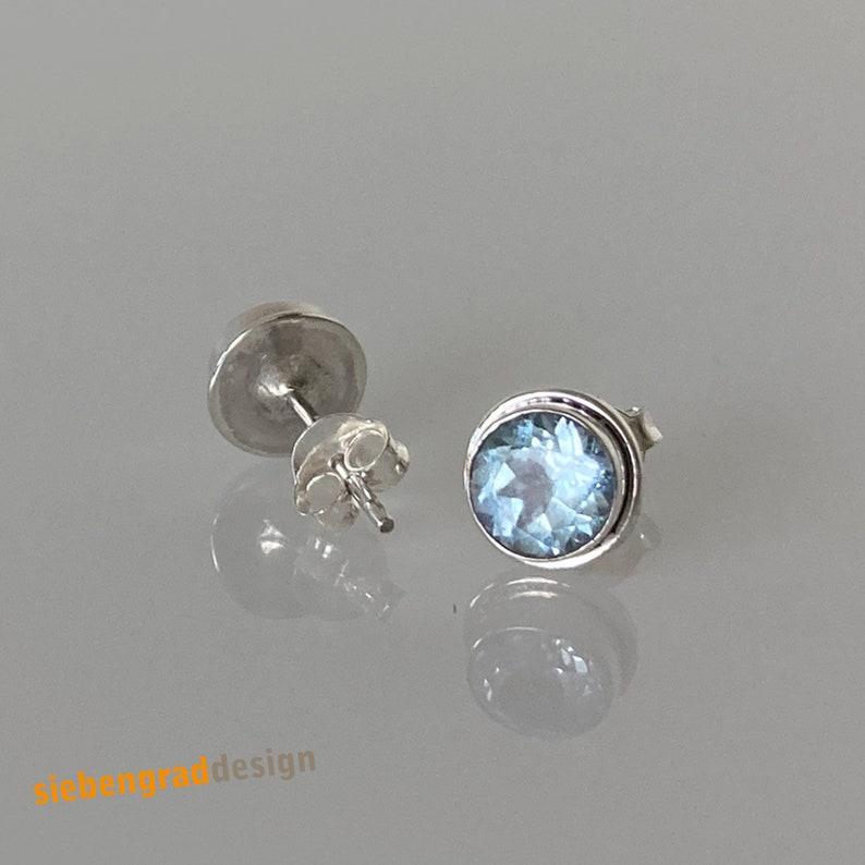 Silver ear studs with faceted blue topaz filigree decorated TA SWM 6 silver 925 image 4