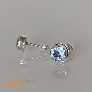 Silver ear studs with faceted blue topaz filigree decorated TA SWM 6 silver 925 image 2