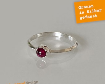 Feiner Silberring Granat - Cabochon - Silber 925 - SA - verschiedene Größen