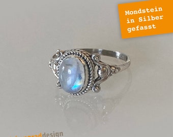 Silber-Ring - Mondstein - Silber 925 - SR7 MA - Größe 56