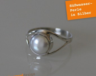 Ring with real pearl - silver 925 - AJ3 - size 52