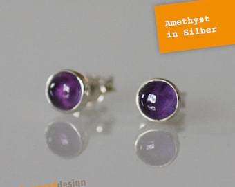 Silber-Ohrstecker - Amethyst - 5 mm - rund - AJ