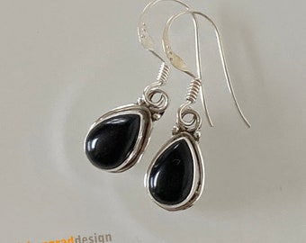 Silver earrings with onyx drops - TA SW - silver 925