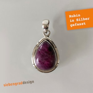 Silver pendant - ruby - drop - decorated - silver 925 - AJ GR
