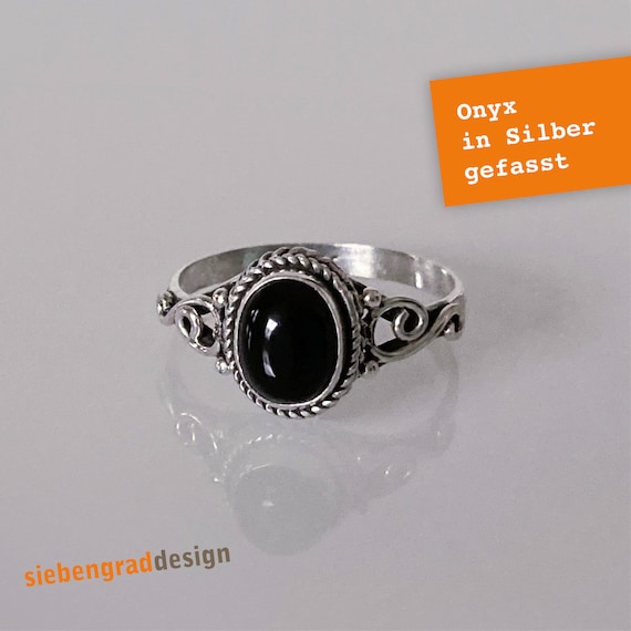 Bague En Argent 925 Et Onyx - Modèle BA-AR-363, Taille 59 - Neuf Avec Étiquettes
