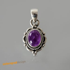 Silver pendant - amethyst - oval - HA - B - decorated - 925 silver