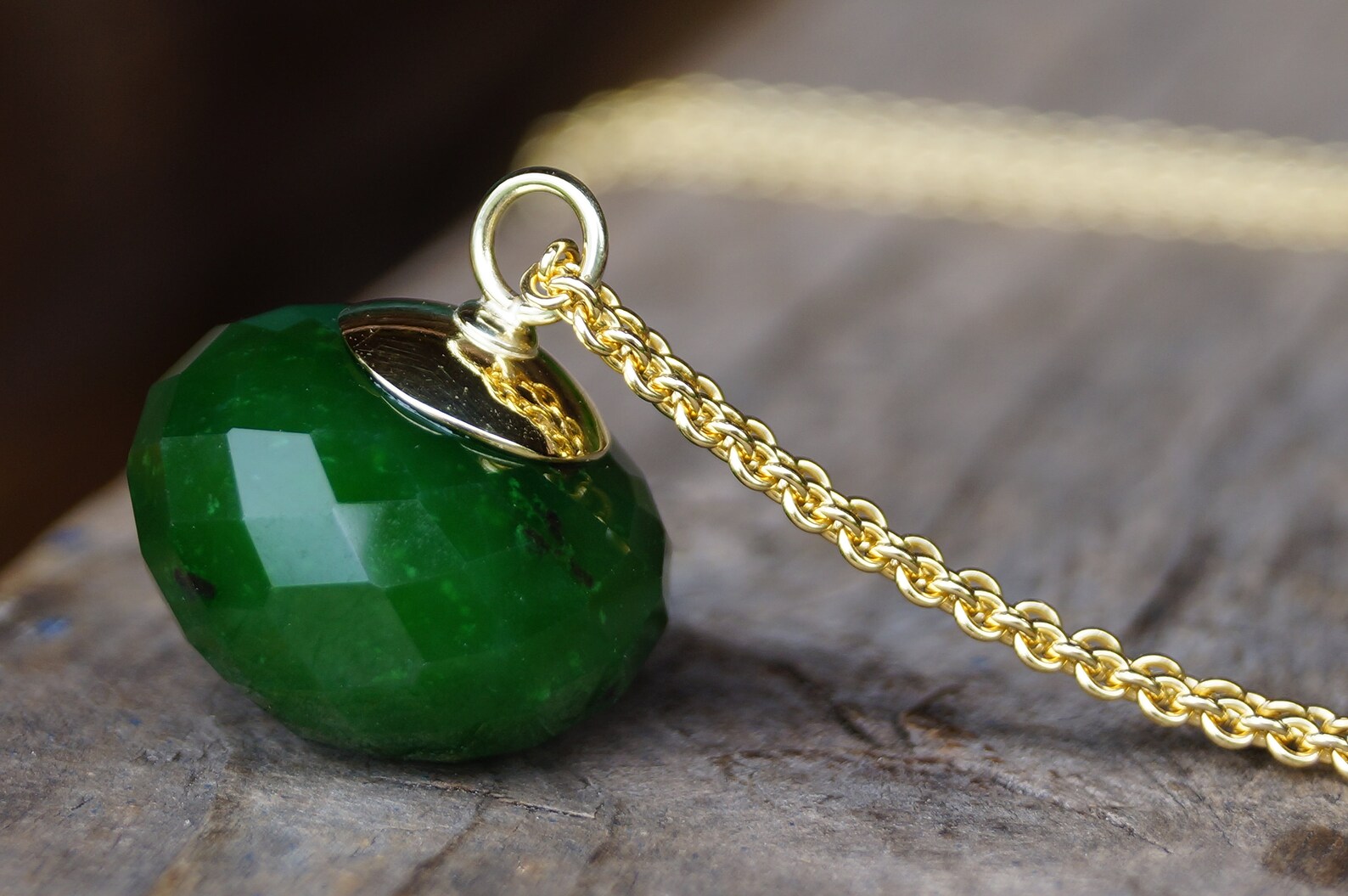 Jade Pendant Onion Yellow Gold 585/ Jade Shiny Faceted 18 Etsy