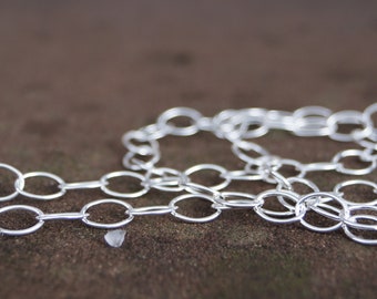 Ösenkette Kette Silber ovalen Ösen 5,8x7,8mm mit Karabiner für Anhänger oder solo!