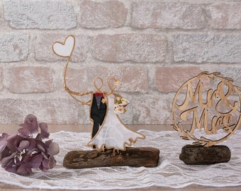 Wedding gift / bride and groom on driftwood