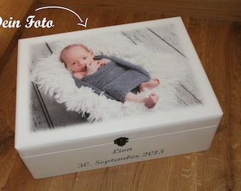 Boite à souvenirs bébé, avec photo, personnalisée, cadeau baptême, cadeau naissance, cadeau fête des mères