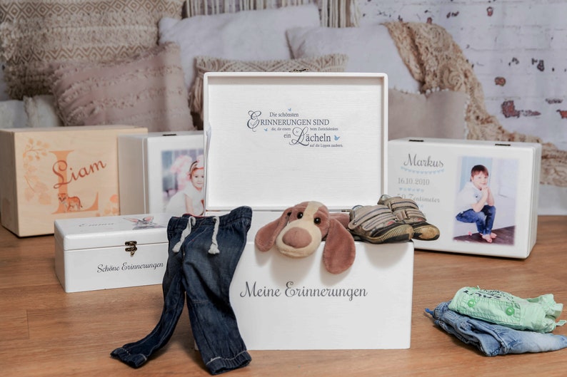 Erinnerungskiste Baby groß in weiß, süßer Wal, Geschenk zur Geburt, Geschenk Baby, Erinnerungsbox mit Geburtsdaten, Geschenk zur Taufe Bild 7