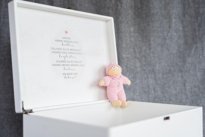 Memory box personalized with birth dates, memory box in white, with your own baby photo, baby gift image 4