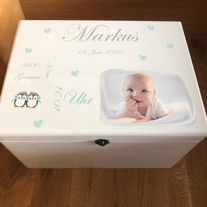 Baby memory box, memory box, with birth dates and photo, twin, Mother's Day gift, birth gift, baptism gift