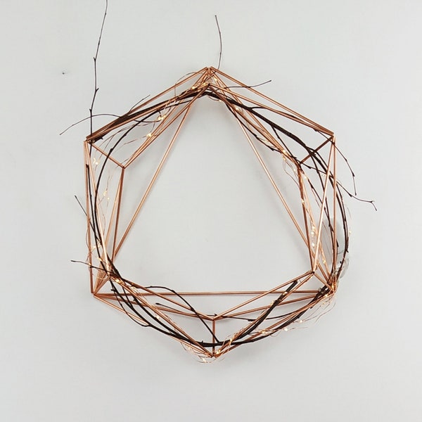 Fall wreath, Geometric  minimalist wall decor , Metal himmeli wreath, Modern nordic ornament