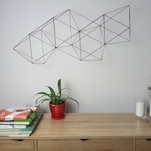 Geometric Wall Sculpture: Himmeli Copper Hanging Decor