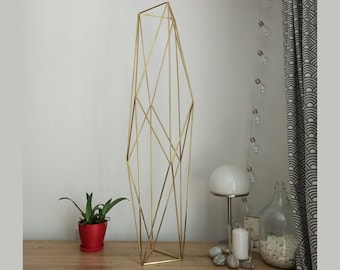 Tall floor standing geometric sculpture, Midcentury modern metal sculpture, Unique home decor, Big himmeli ornament