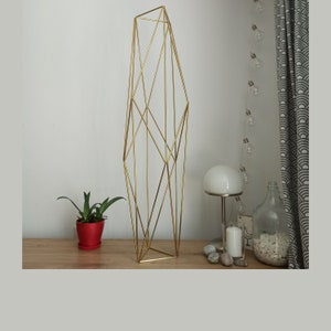 Tall floor standing geometric sculpture, Midcentury modern metal sculpture, Unique home decor, Big himmeli ornament