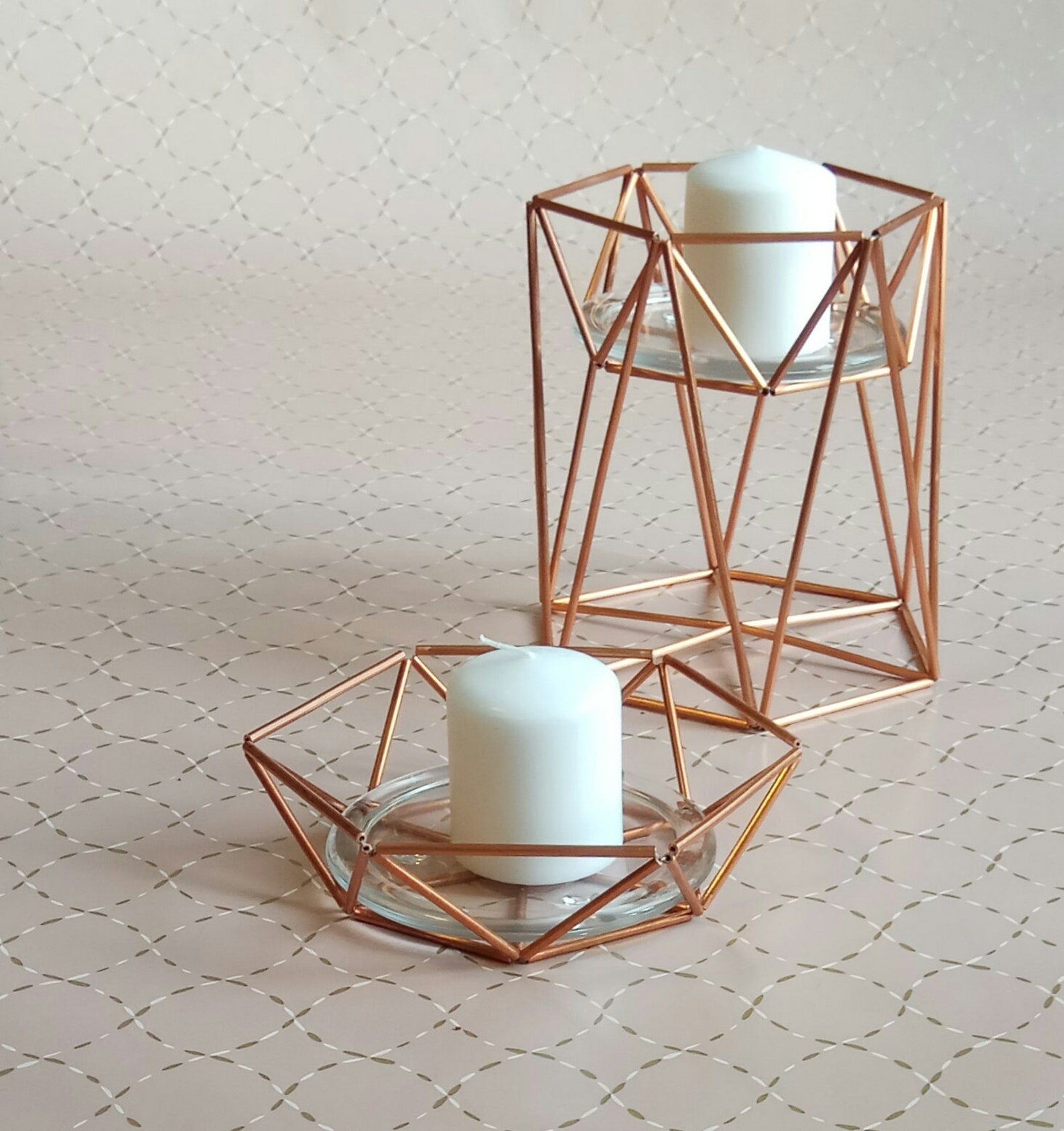 Geometric candle holder Candle centerpiece Hygge decor Etsy