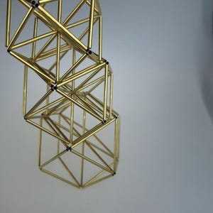 Sacred Geometry Brass Cuboctahedron, Minimalist Himmeli Ornament & Meditation Decor, Modern Altar Housewarming Gift image 5