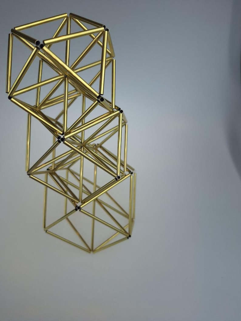 Sacred Geometry Brass Cuboctahedron, Minimalist Himmeli Ornament & Meditation Decor, Modern Altar Housewarming Gift image 5