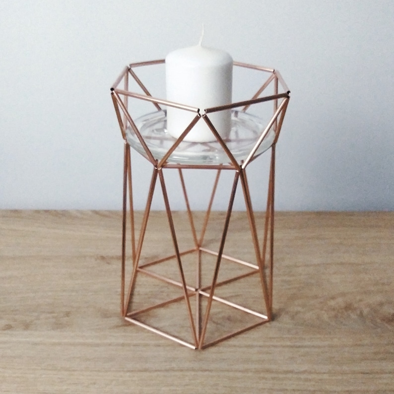 Geometric candle holder Candle centerpiece Hygge decor Etsy