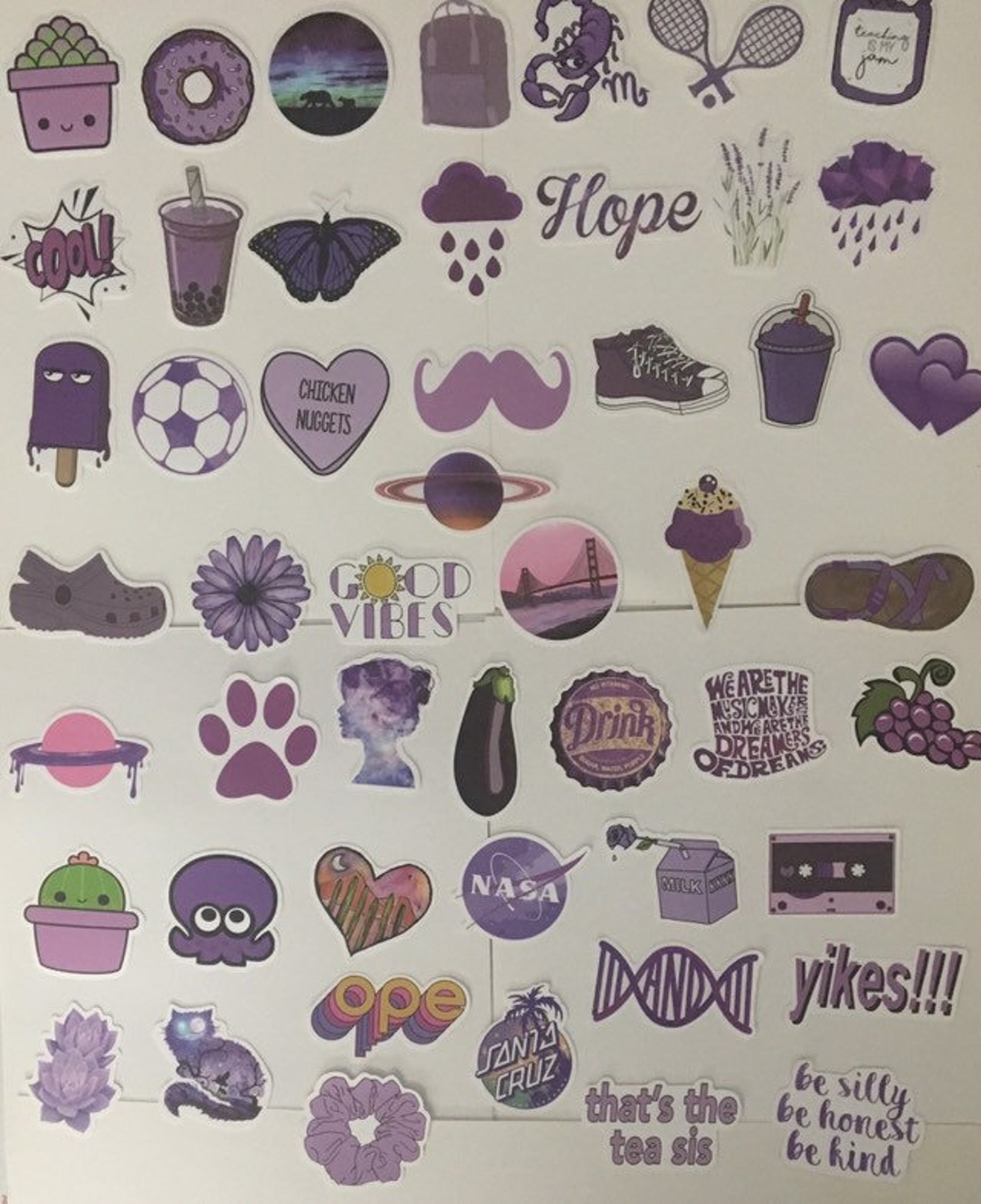 Assorted Purple Stickers50 PcsHandmade StickersVariety | Etsy