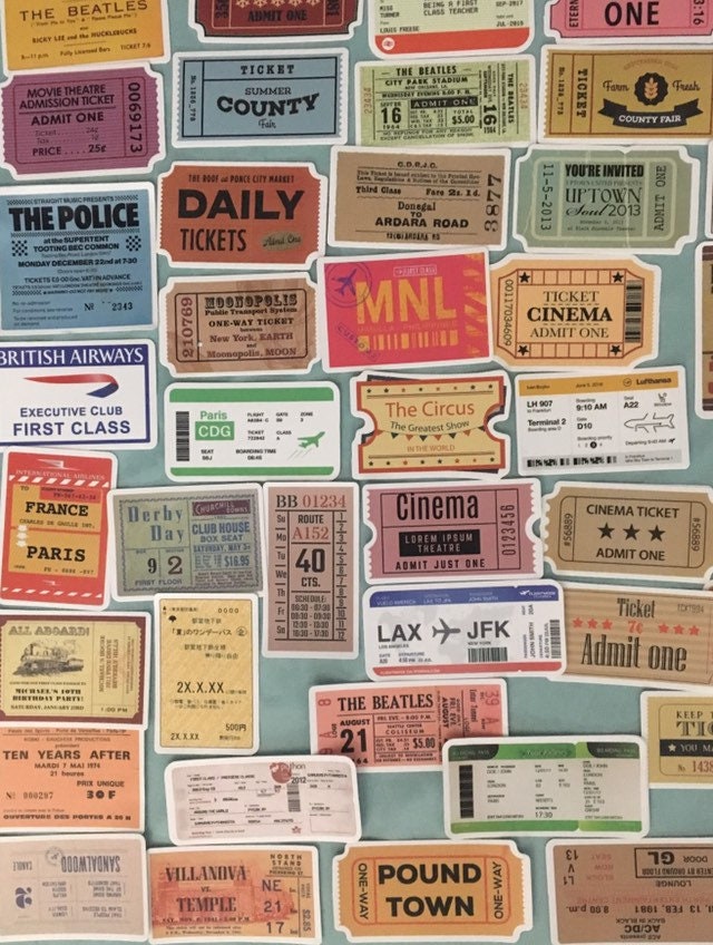 Vintage Style Tickets Assortment Sticker Pack50 PcsLaptop Etsy