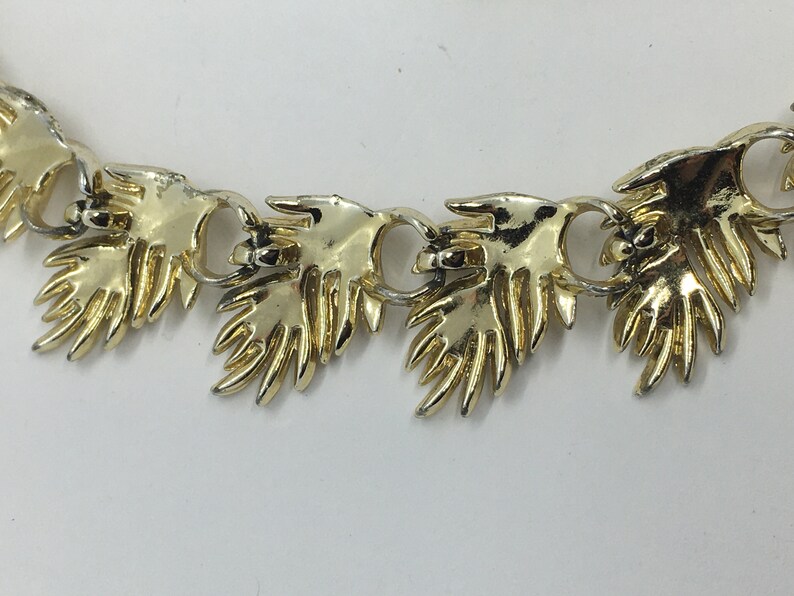 Lisner gold leaf clip earring and necklace set