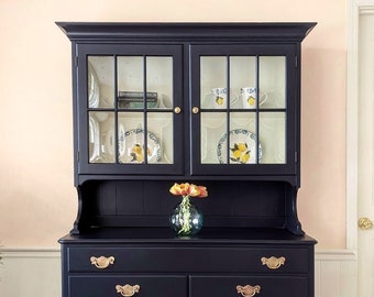 SOLD ** Blue Dining Room Hutch Buffet Storage Furniture Hand Painted