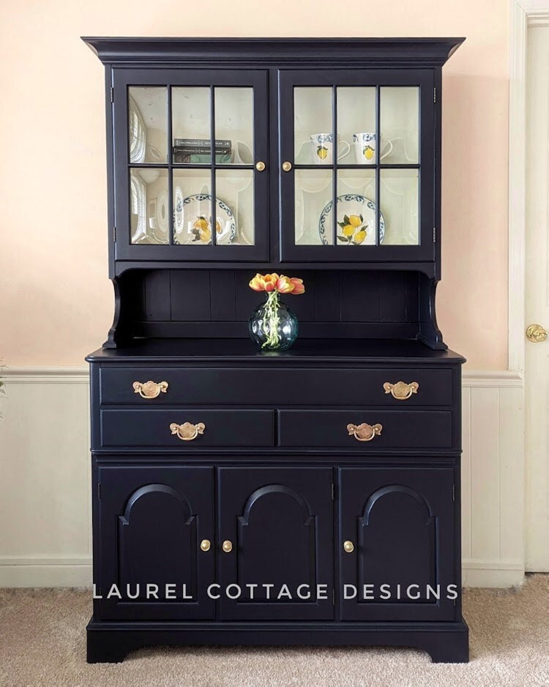 SOLD Blue Dining Room Hutch Buffet Storage Furniture Hand Painted Etsy