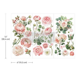 Blushing Blooms Mini Decor Transfer ReDesign with Prima Rub-on Transfer Flowers Floral Decor DIY Spring Decorating