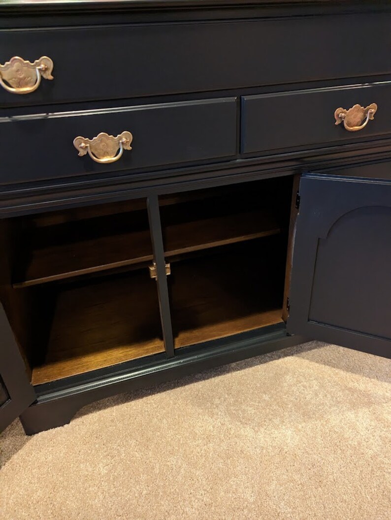 SOLD Blue Dining Room Hutch Buffet Storage Furniture Hand Painted Etsy