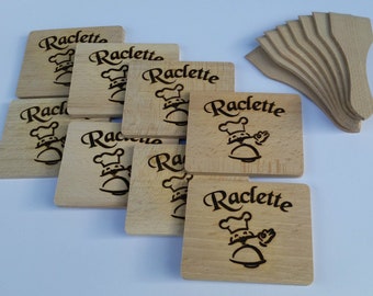 Raclette-Set 16tlg. aus Holz 8 Schieber+8Brettchen