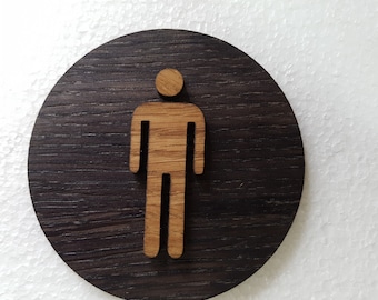 Toilettenschild aus Holz in Lasertechnik - Mann