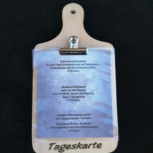 Tageskarte Speisekarte Getränkekarte aus Holz mit Brandgravur Bild 2