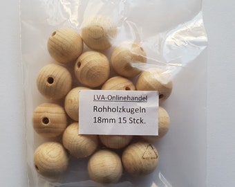 Holzkugeln Rohholzkugeln gebohrt 18mm