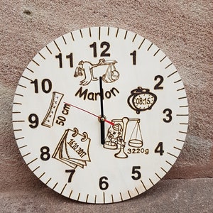Wanduhr Kinderuhr mit Name und Geburtsdaten