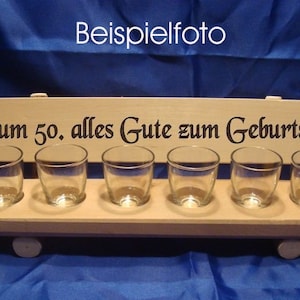 Schnapsbank aus Holz inkl. 6 Gläser + Brandgravur