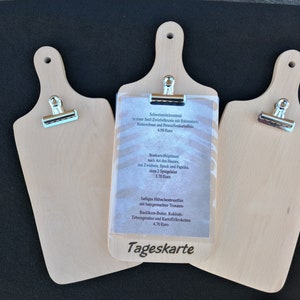 Tageskarte Speisekarte Getränkekarte aus Holz mit Brandgravur Bild 1